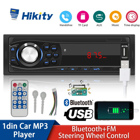 Hikity 1 Din Car Radio Autoradio MP3 Player Bluetooth Audio Stereo FM Music Stereo Receiver AUX-IN Remote Control