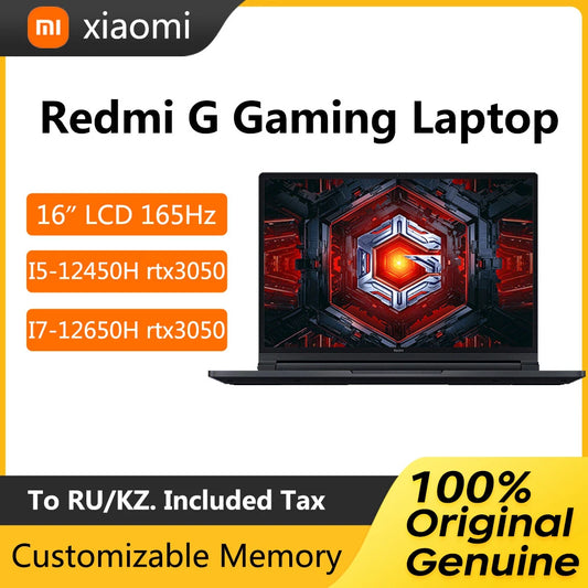 Xiaomi Redmi G 2022 Gaming Laptop 16 Inch 2.5K 165Hz Screen Notebook i7-12650H RTX3050Ti 16GB DDR5 512GB SSD Gaming Computer PC