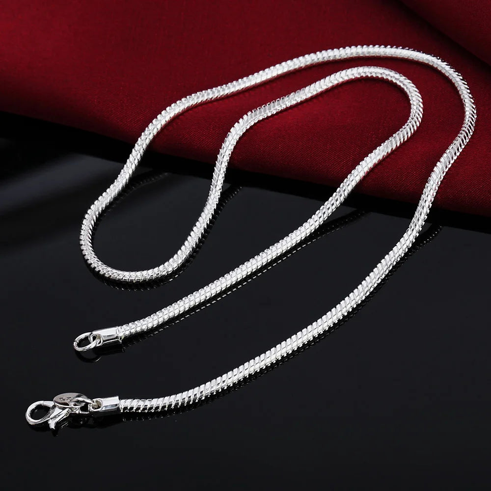 40-75cm 925 Sterling Silver 1MM/2MM/3MM solid Snake Chain Necklace For Men Women Fashion Jewelry for pendant free shipping