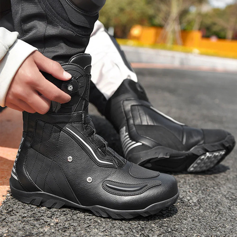 New Motorcycle Boots Men Women Motorcycle Shoes Non-Slip Moto Protection Leather Moto Biker Shoes Motorcycle Accessories