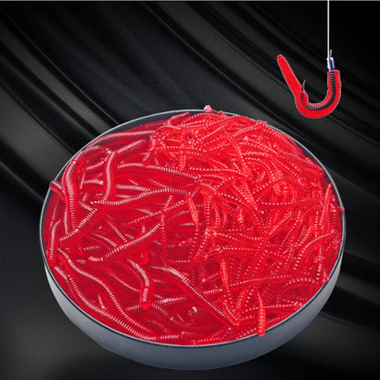 20PCS-100pcs Soft Lure Bass Bream Bloodworm Fishing Earthworm Worm Rubber Red Worms Baits Fishy Smell Realistic Tackle