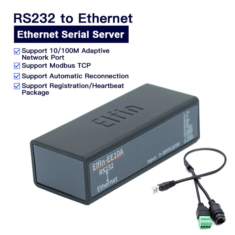 Serial Port RS232 To Ethernet Server Converter IOT Device Elfin EE10A Support Modbus TCP