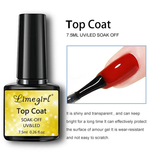 2/3 Piece Set Top Coat Base Coat and Base Coat UV/LED Semi-Permanent Clear Coat Gel Nail Polish, Nail Art Kit for Everyone