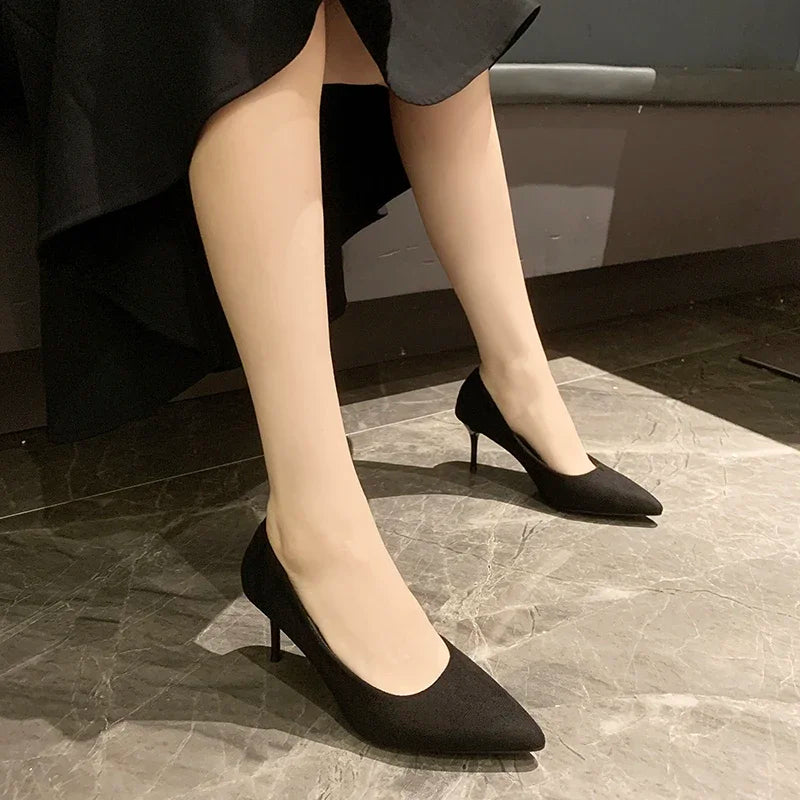 Women Shoes 2024 New Women Pumps Suede High Heels Shoes Fashion Office Stiletto Party Shoes Female Comfort Women Heels