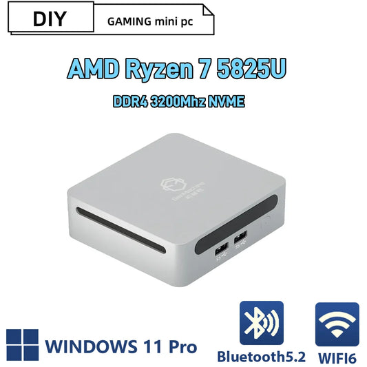 SZBOX mini pc gamer AMD Ryzen 7 5825U  Windows 11 Pro DDR4 3200Mhz NVME SSD WIFI6 BT5.2 4K HD diy gaming computer