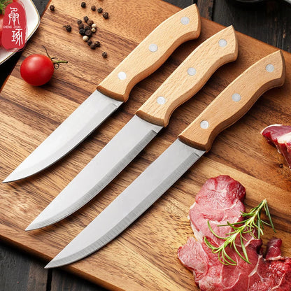 Kitchen Knife Set Stainless Steel Fruit Knife Household Vegetable Cutting Multifunctional Cooking Boning Knife wooden handle