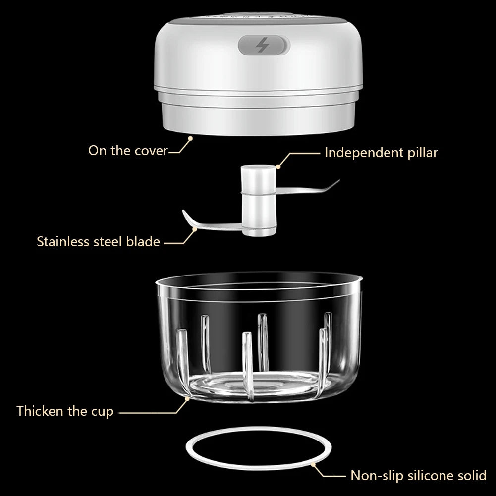 Electric Kitchen Chopper Garlic Masher Meat Grinder Mini Food Garlic Vegetable Chopper Crusher Rechargeable Food Processor