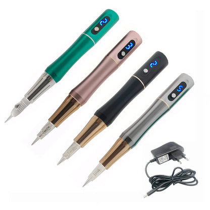 Silver 5-Speeds LED Digital Tattoo Permanent Makeup Machine Eyebrows Pen & Screw Needles Cartridge