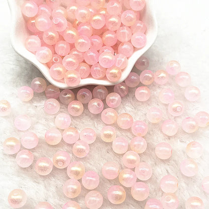 50pcs 8mm Double Color Jelly Result Round Acrylic Beads Loose Spacer Beads Pattern for Jewelry Making DIY Bracelet Necklace