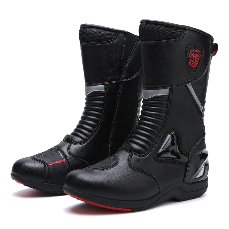 Men Women Motorcycle Boots Riding Mid-Calf Ankle Protective Shoes Moto Motorbike Equipment Racing Long Boot Anti slip waterproof