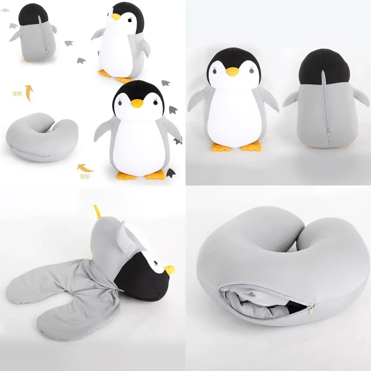 Neck Pillow Car Office Nap Headrest Nackenkissen Deformable U-shape Travel Pillows  Airplane Penguins Cushion Plush Toy