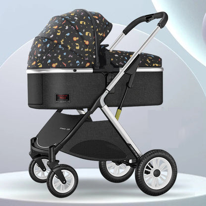 Baby Stroller PU Leather Trolley Travel Stroller Ultra-lightweight Travel Pram Baby Carriage Sleeping Basket Baby Pram Car 2024