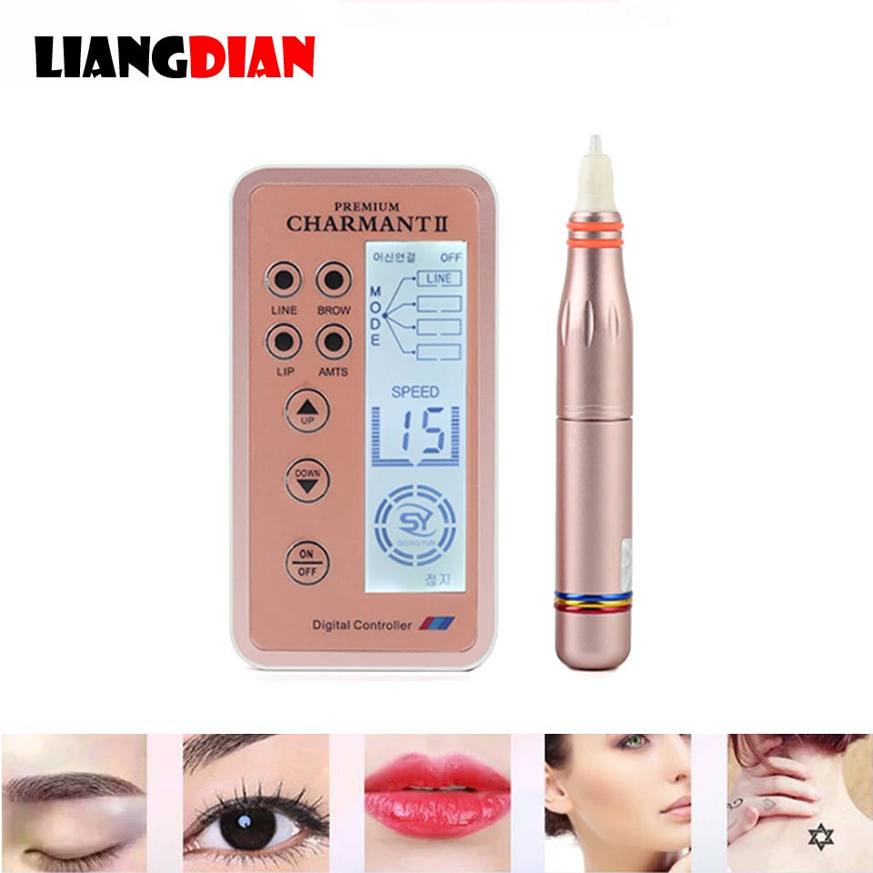 1 Set Charmant 2 Orange Digital Tattoo Pen For MTS Permanent Eyebrow Lip Line Shader Makeup Microneedling  Machine Device