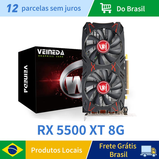 VEINEDA Graphics Card RX5500XT 8G Gaming  8GB 128Bit GDDR6 PCI-E 4.0×8 GPU Radeon rx5500xt 8gb game Video Cards Placa de vídeo