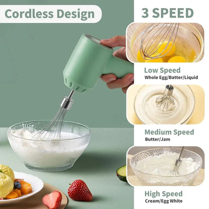 Rechargeable Kitchen Blender with Whisk,Vegetable Chopper Cutter,Onion Meat Mixer Machine,Food Processors Garlic Press Mincer