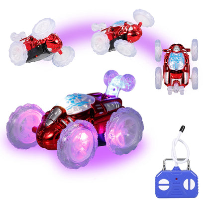 Remote Control Stunt Car RC Car Toy with Flashing LED Lights 360° Tumbling for Kids Boys Girls