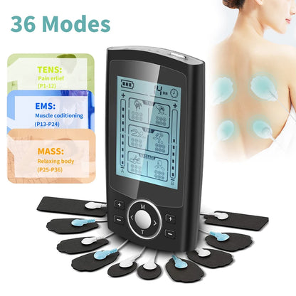 36 Mode Tens Muscle Massager Tool Relaxed Full Body  EMS Stimulator Digital Treatment Slimming  Relieve Stress Massage Machine