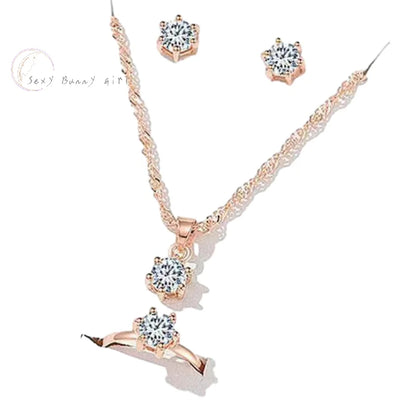 5Pcs Elegant Crystal Jewelry Sets For Women Necklace Earrings Ring Bracelet Princess Jewelry Bridal Wedding Set Valentine's Day