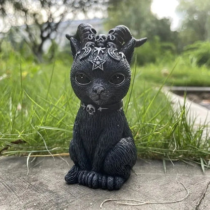 1pcs Black Cat Statue Mysterious Cute Cat Witch Cat Figurine Witches Decor Desk Ornament Hand-Painted Sculpture for Halloween