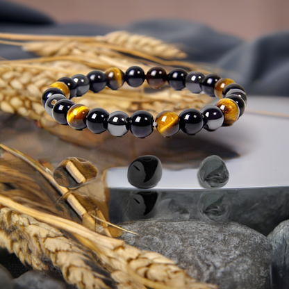 1 Natural Black Obsidian Hematite Tiger Eye Bead Bracelet For Men Magnetic Health Protection For Women Soul Jewelry